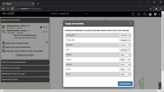 Magrit Cartographie en ligne Importer un tableau de données